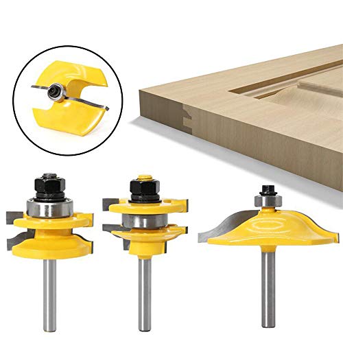 Nxtop Ogee Rail and Stile Ogee Raised Panel Router Bit Set 1/4 Inch Shank 3pcs