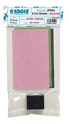 Eagle Abrasives Tolecut PSA 8-Cut Block Sheets JOB-PAK, Assorted Pink-Green-Black, U191-1521A, 3 sheets + 1 Toleblock