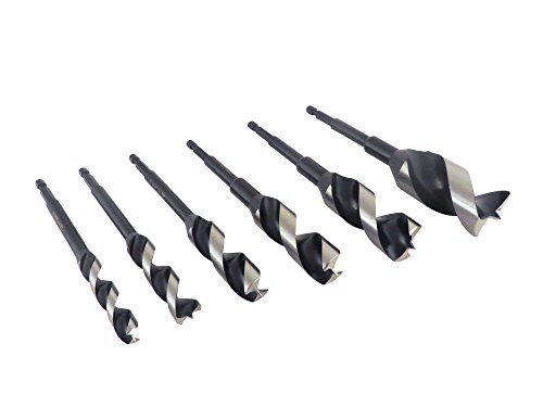 WoodOwl Wood Owl 6 Piece Set OverDrive Fast Boring Ultra Smooth Auger Brad Point Boring Bits Containing the Following Sizes 1/2â€,
