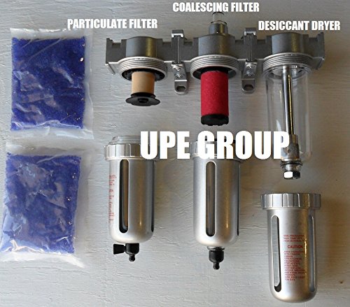 UPE Group 3/8" COMPRESSED AIR INLINE PARTICULATE FILTER WATER TRAP / COALESCING FILTER / DESICCANT DRYER 3 STAGE GOOD FOR PLASMA CUTTER