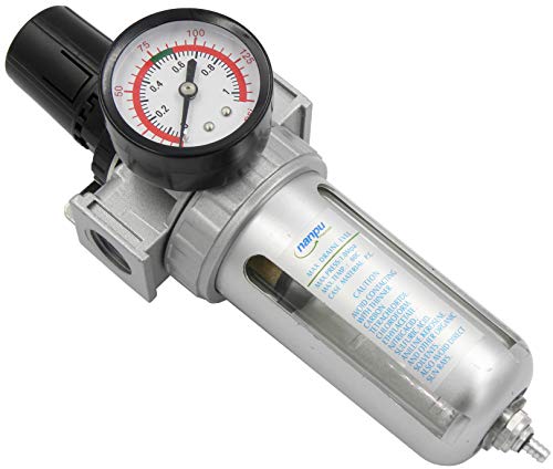 NANPU 3/8" NPT Compressed Air Filter Regulator Combo, Air Filter Pressure Regulator Gauge Kit Water Separator w/Pressure