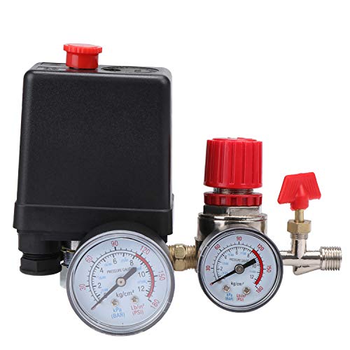 ESUMIC 90-120PSI Air Compressor Pressure Switch Control Valve Regulator with Gauges for Fast Pressure Reduction