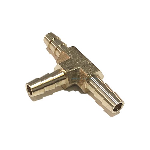 EDGE INDUSTRIAL 1/4" Hose ID Brass Hose Barb TEE SPLICER Fitting Fuel / AIR / Water / Oil / Gas / WOG (Qty 1)