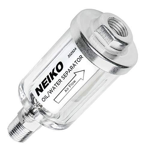 Neiko 30252A Water and Oil Separator for Air Line, 1/4" NPT Inlet and Outlet, 90 psi