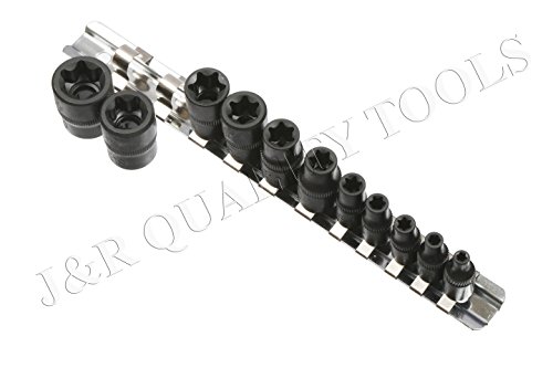 Quality Tools J&R 11 pc Female E-TORX (Star) Socket Set w/Rail E4 - E20 â€¦