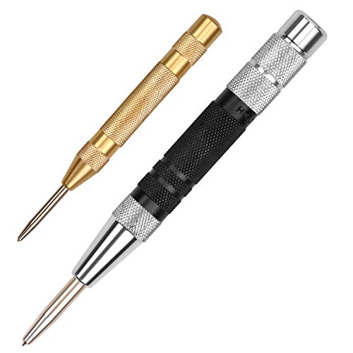 HORUSDY Super Strong Automatic Centre Punch (Black) and General Automatic Center Punch ï¼ˆYellowï¼‰, Adjustable Spring Loaded