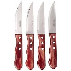 Tramontina P-501DS Porterhouse Stainless Steel 4-Piece Steak Knife Set, Pointed Tip, Polywood Handle, Made in Brazil