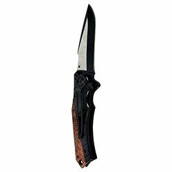 Alpha Outpost Folding Pocket Knife - Pocket Knife Field - Pocket Knife - Folding Pocket Field Knife - Wood & Black Metal Handle Sturdy Belt