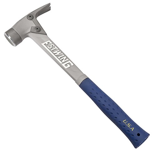 Estwing AL-PRO Aluminum Framing Hammer - 14 oz Straight Rip Claw with Milled Face & Shock Reduction Grip - ALBLM