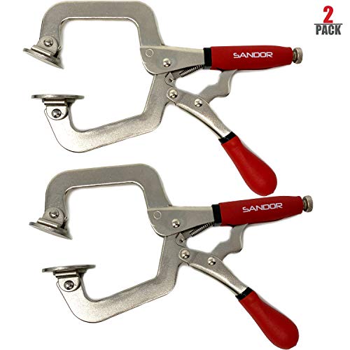Sandor 3" Metal Face Clamp Woodworking - (Pack of 2) Heavy Duty C-Type Wood Clamps Clamping Tools with Ergonomic Grip for DIY,
