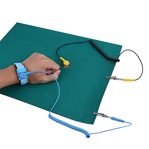 Walfront Anti-Static Wrist Strap Electrostatic Discharge Ground Wire Mat Set for Phone Repair