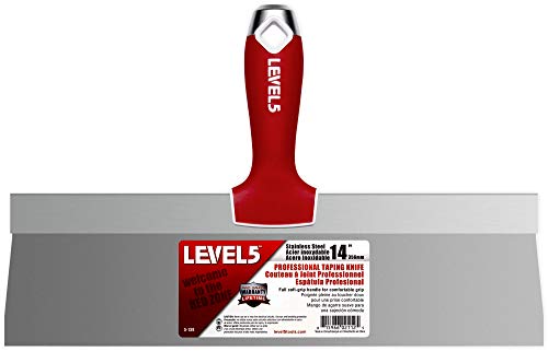 Level5 14" Soft-Grip Stainless Steel Taping Knife - LEVEL5 | Pro-Grade | Metal Hammer EndÂ | 5-138