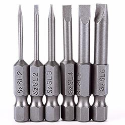 Rocaris 6pcs 2 in 2.0-6.0mm Flat Head Slotted Tip Magnetic Slotted Screwdrivers Bits Multifunctional Alloy Steel Screwdriver