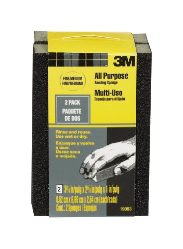 3M 19093 2.625-Inch by 3.75-Inch by 1-Inch Fine/Medium Grit Drywall Sanding Sponge, 2-Pack