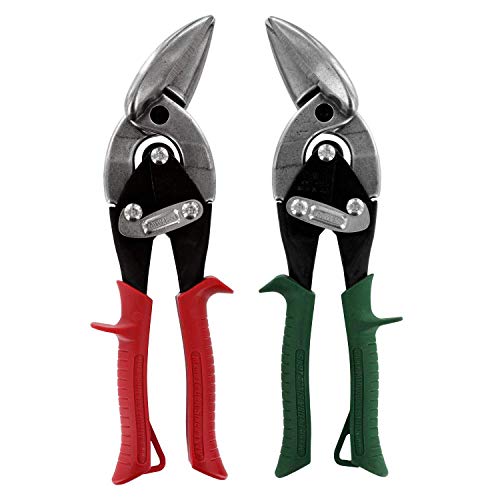 MIDWEST TOOL & CUTLERY MIDWEST Aviation Snip - Left and Right Cut Offset Stainless Steel Cutting Shears with Forged Blade & KUSH'N-POWER Comfort