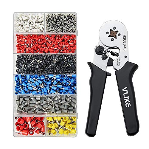 VLIKE Ferrule Crimper Pliers Set Wire Crimping Tool Kit with 1200 Terminal Connector Sleeves Electricians Contractors Repair