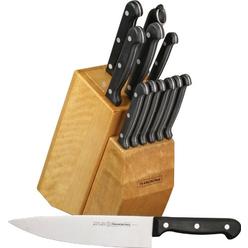 Tramontina 80016/205DS Klassica Black Nylon Handles Cutlery knife Set with Hardwood Counter Block,13-Piece