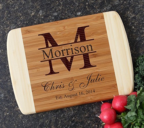 Engravable Creations Personalized Cutting Board, Custom Engraved Bamboo Cutting Board Monogram Design 24-Personalized Wedding Gift, Bridal Shower