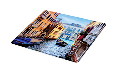 Lunarable Cityscape Cutting Board, Canal in Venice Italy Landmark Historical Famous Holiday Destinations of World, Decorative