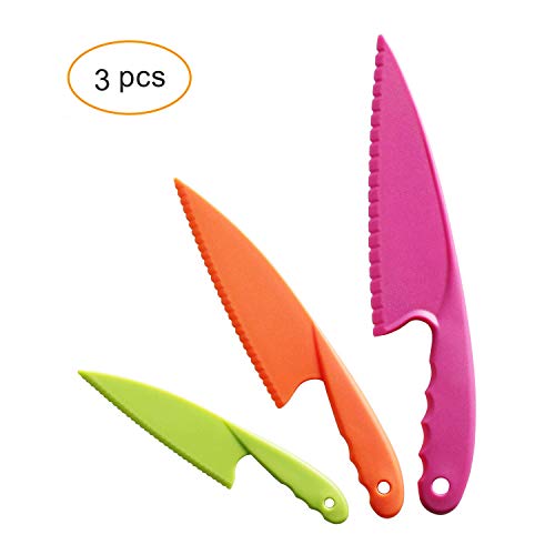Emual Safe Nylon Cooking Knives Kids Kitchen Chef Knife, Toddlerâ€™s  Cooking Knives in 3 Sizes and Colors, BPA Free Plastic