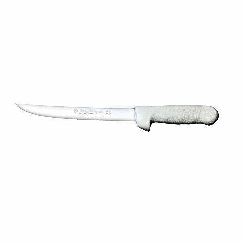 Dexter Sani-Safe Stainless Steel Wide Fillet Knife with White Polypropylene Handle - 8"L Blade