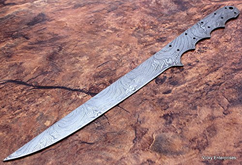 JNR TRADERS Handmade Damascus Steel Fillet Chef Kitchen Knife Blank Blade Full Tang Twisted Pattern 13 Inches JNR9002