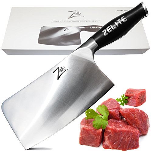 Zelite Infinity Cleaver Knife 7 Inch - Comfort-Pro Series - German High Carbon Stainless Steel - Razor Sharp