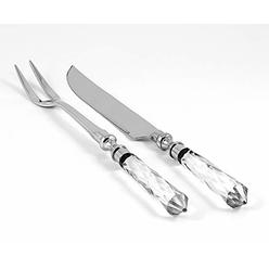 BARSKI Carving 2 Pc Set - Knife 14" Long - Two Tined Fork 13" Long - Crystal Handle - Beautiful Gift Box - by Barski - Made in Europe