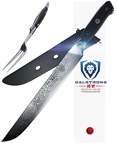 DALSTRONG Carving Knife & Fork Set - Shogun Series - Damascus 9" - Japanese AUS-10V Super Steel - Sheath