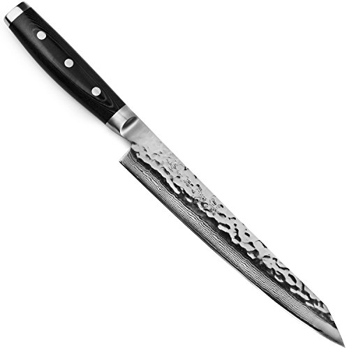 Enso HD 9" Slicing Knife - Made in Japan - VG10 Japanese Hammered Damascus Stainless Steel Meat Carving Knife