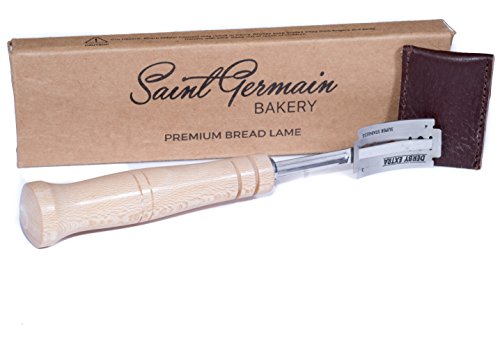SAINT GERMAIN Premium Hand Crafted Bread Lame with 6 Blades Included - Best Dough Scoring Tool with Authentic Leather
