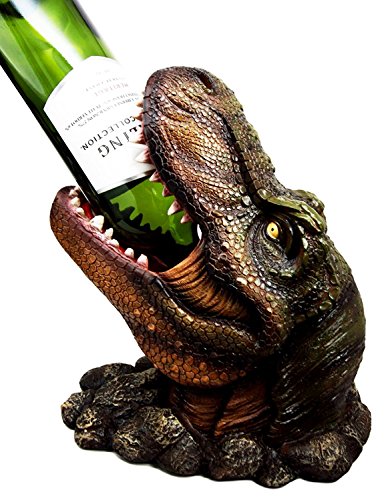 Ebros Gift Ebros Large Prehistoric Dinosaur T-Rex Head Wine Bottle Holder 10.75" Tall Caddy Figurine Jurassic Era Trex Statue Kitchen