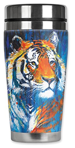 Mugzie 700-MAX"Tiger" Stainless Steel Travel Mug with Insulated Wetsuit Cover, 20 oz, Black