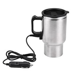 vbestlife. Car Electric Mug, 12V 450ml Electric In-car Stainless Steel Travel Heating Cup Coffee Tea Car Cup Mug Travel Car Kettle for