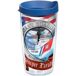 Tervis 1185741 Coast Guard - Boat Insulated Tumbler with Wrap and Blue Lid, 16oz, Clear