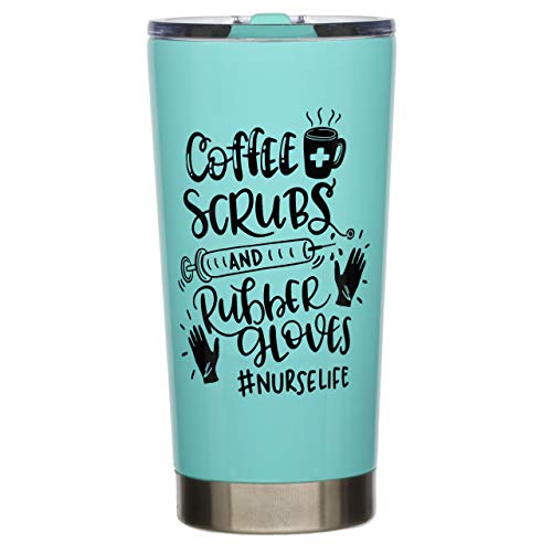 MugHeads Coffee Scrubs and Rubber Gloves #NurseLife - Nurse Gifts - RN Gifts - 20oz Vacuum Insulated Travel Mug with Lid by MugHeads