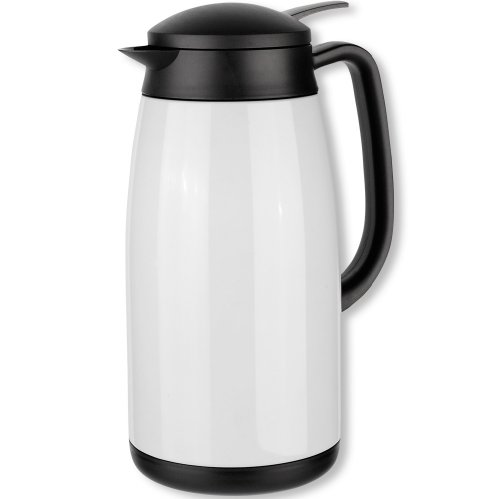 Isosteel Tableline VA-9341K Vacuum-Insulated Thermos Can 1.5 L 18/8 Stainless Steel White Coated with Quickstop Single-Hand Pour