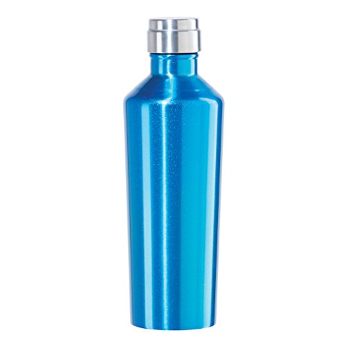 Oggi 8095.5 Stainless Steel Deco Lustre Double Walled Vacuum Sealed Sport Bottle with Screw Top (.5 LT, 17 OZ)- Blue