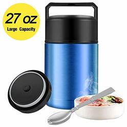 SSAWcasa Food Thermos,27oz Wide Mouth Soup Thermos for Hot Food with Folding Spoon,Insulated Food Jar,Leak Proof Soup