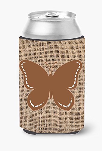 Caroline's Treasures BB1035-BL-BN-CC Butterfly Burlap and Brown Can or Bottle Beverage Insulator Hugger, Can Hugger,