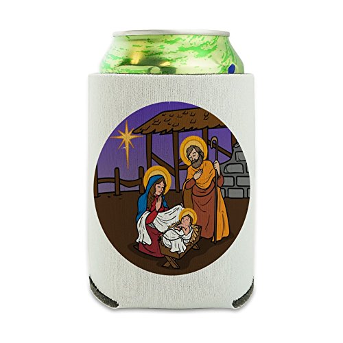 Graphics & More Nativity Scene Baby Jesus Mary Joseph Christmas Christian Bible Can Cooler - Drink Sleeve Hugger Collapsible Insulator -