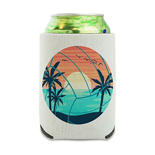 Graphics & More Volleyball Beach Scene Can Cooler - Drink Sleeve Hugger Collapsible Insulator - Beverage Insulated Holder