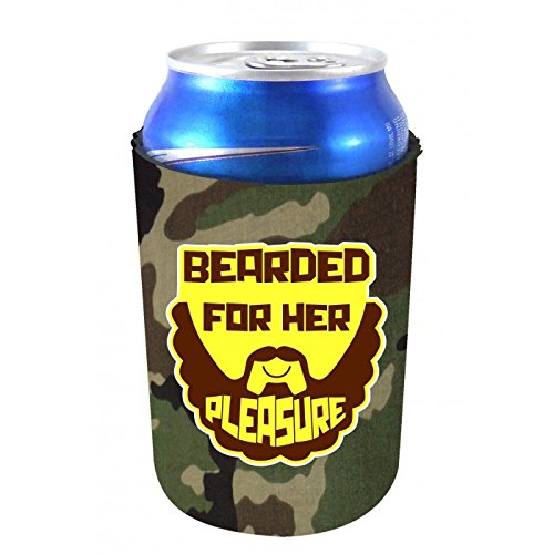 Coolie Junction Bearded For Her Pleasure Funny Can Coolie Camo