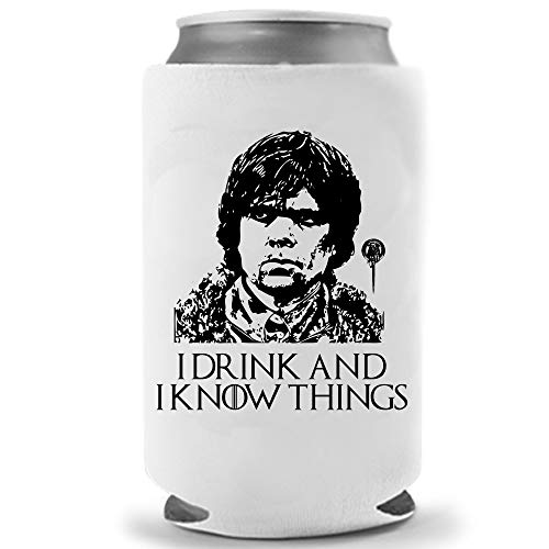 Cool Coast Products - Funny Beer Coolers Tyrion Lannister - Beer Holder - I Drink and Know Things | Funny Novelty Can Cooler Hugger Coolie Huggie - Game of Thrones