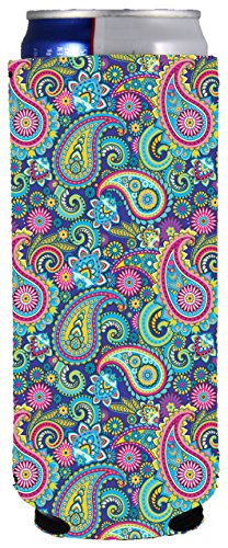 Coolie Junction Paisley Neoprene Collapsible Slim 12oz Can Coolie (1)