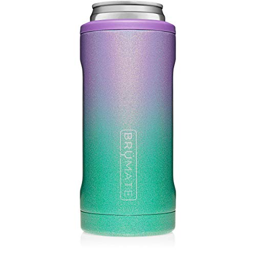 BrMate BrÃ¼Mate Hopsulator Slim Double-walled Stainless Steel Insulated Can Cooler for 12 Oz Slim Cans (Glitter Mermaid)