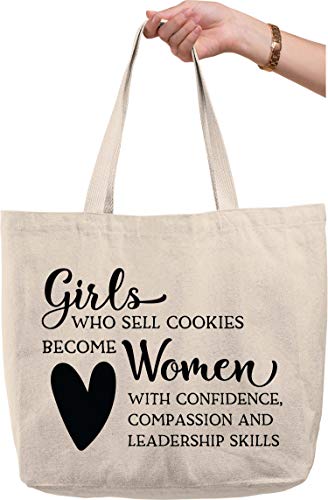 Bold Tote Bags Girls who sell cookies become womenâ€¦ leader girl scouts heart Natural Canvas Tote Bag funny gift