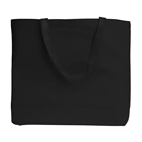 TBF Reusable Heavy Canvas Extra Large Tote Bags for Beach, Grocery Shopping, Travel by TBF Bags (Black, 3)