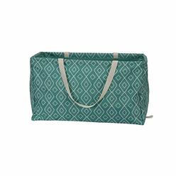 Household Essentials 2243 Krush Canvas Utility Tote | Reusable Grocery Shopping Laundry Carry Bag | Teal With White Diamonds,