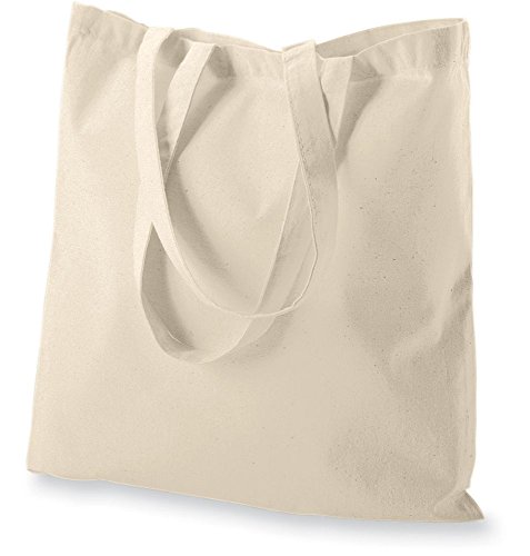 Green Atmos 12 pack 15 X 16 inch with 27 inch long handle reusable grocery bags 5.5 oz cotton canvas tote eco friendly super
